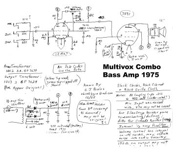Multivox Bass Amp ;Combo schematic circuit diagram